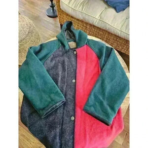 Woolrich Vintage Colorblock Wool Pea Coat Women's Size M Made in The USA